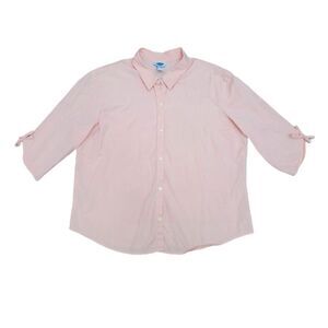 Old Navy Botton Down Light Pink Blouse 3/4 Sleeve 100% Cotton Women's Size XL